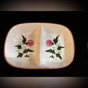 VINTAGE STANGL POTTERY THISTLE DIVIDED SERVING DISH, EXCELLENT